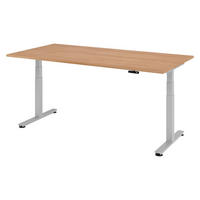 SCHREIBTISCH elektrisch XDSM 100/200/72 cm in Nussbaumfarben/Silberfarben - Silberfarben/Nussbaumfarben, Holzwerkstoff (100/200/72cm) - bümö
