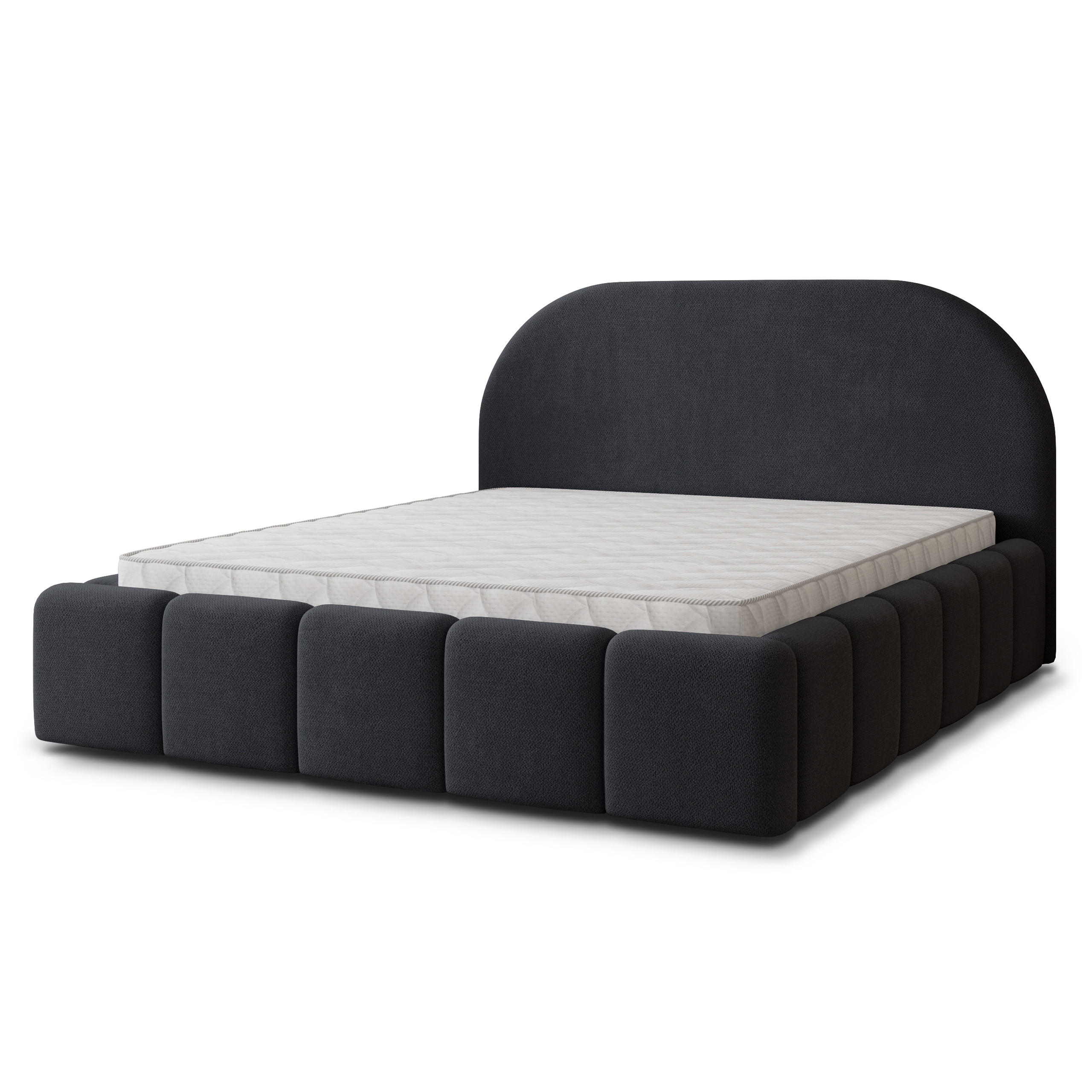 POLSTERBETT FLUSSO 180x200 cm mit Bettkästen - Schwarz - Schwarz, Holz (180/200cm) - MASSENO