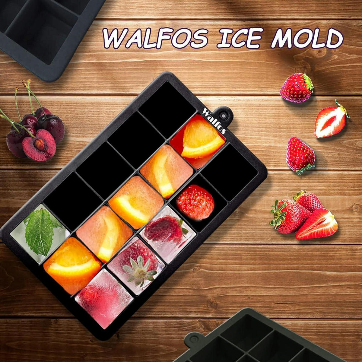 EISWÜRFELFORM 3er-Pack mit Deckel - Schwarz, Kunststoff (11.7/3.2/18.6cm)