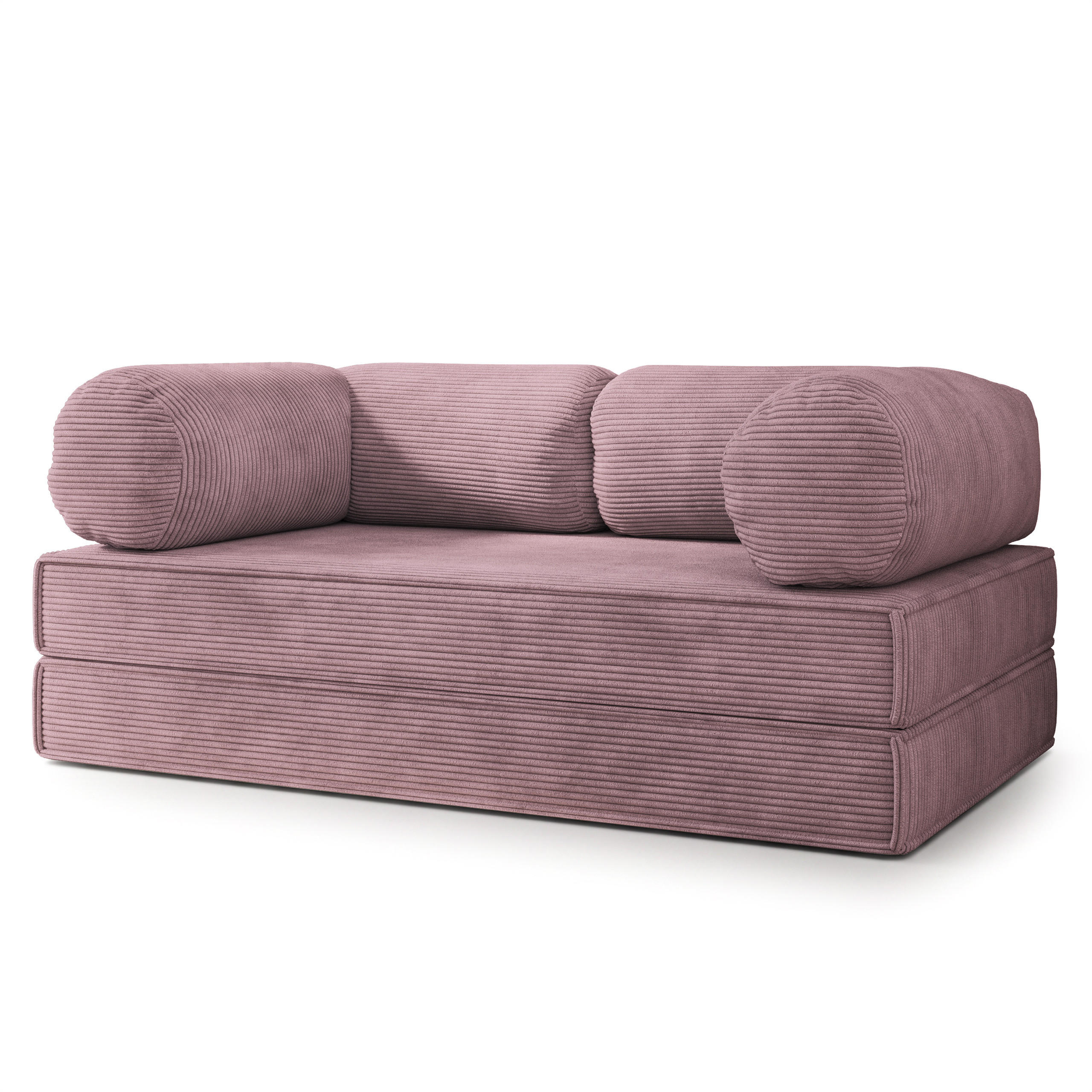 BETTSOFA ALVIO aus Schaumstoff Kordstoff Lila Schlaffunktion - Lila, Textil (170/68/80cm) - MASSENO