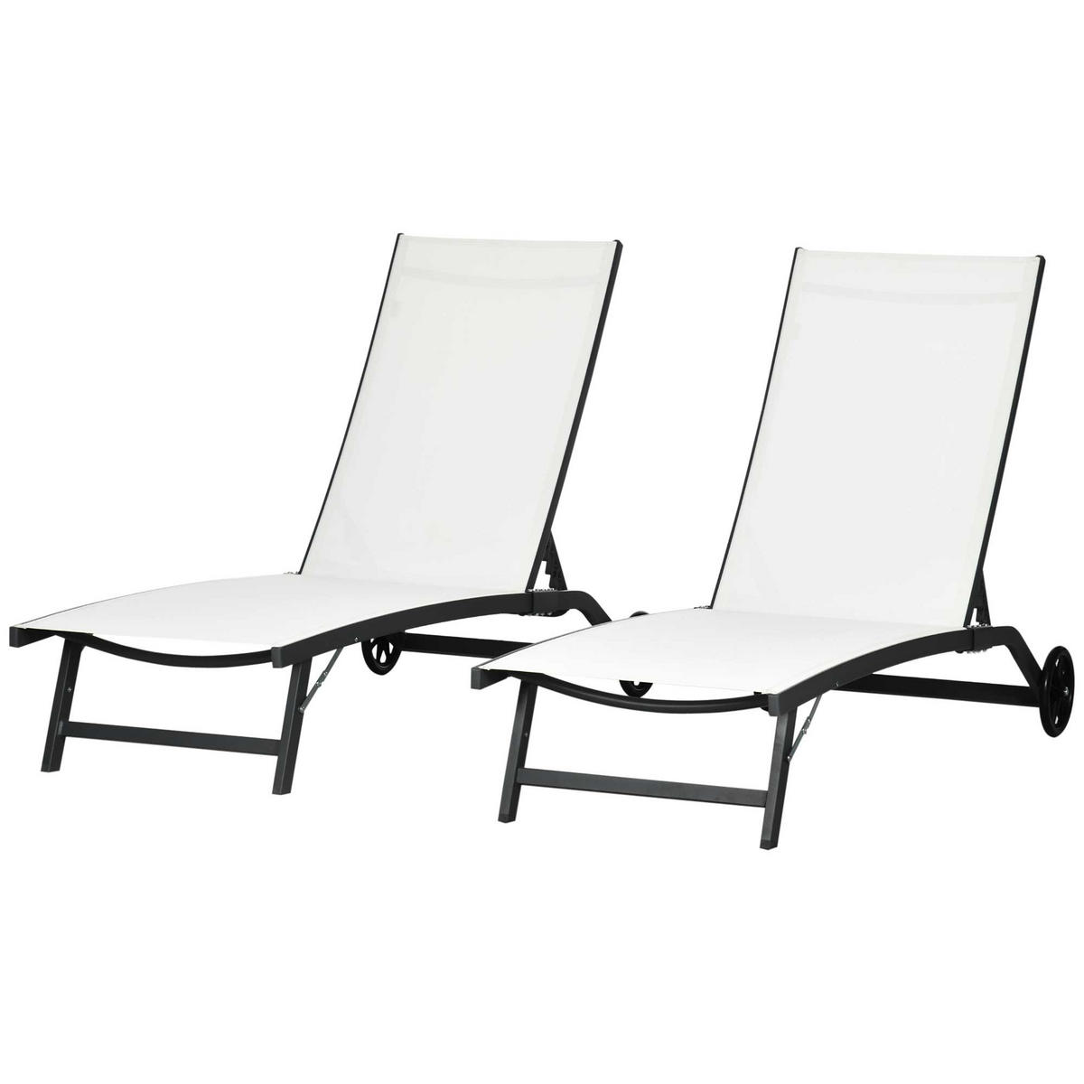 SONNENLIEGE 2er-Set Sonnenliegen mit verstellbarer Rückenlehne 66 x 165 x 102 cm ,Creme - Creme, Metall (66/102/165cm) - Vallsero