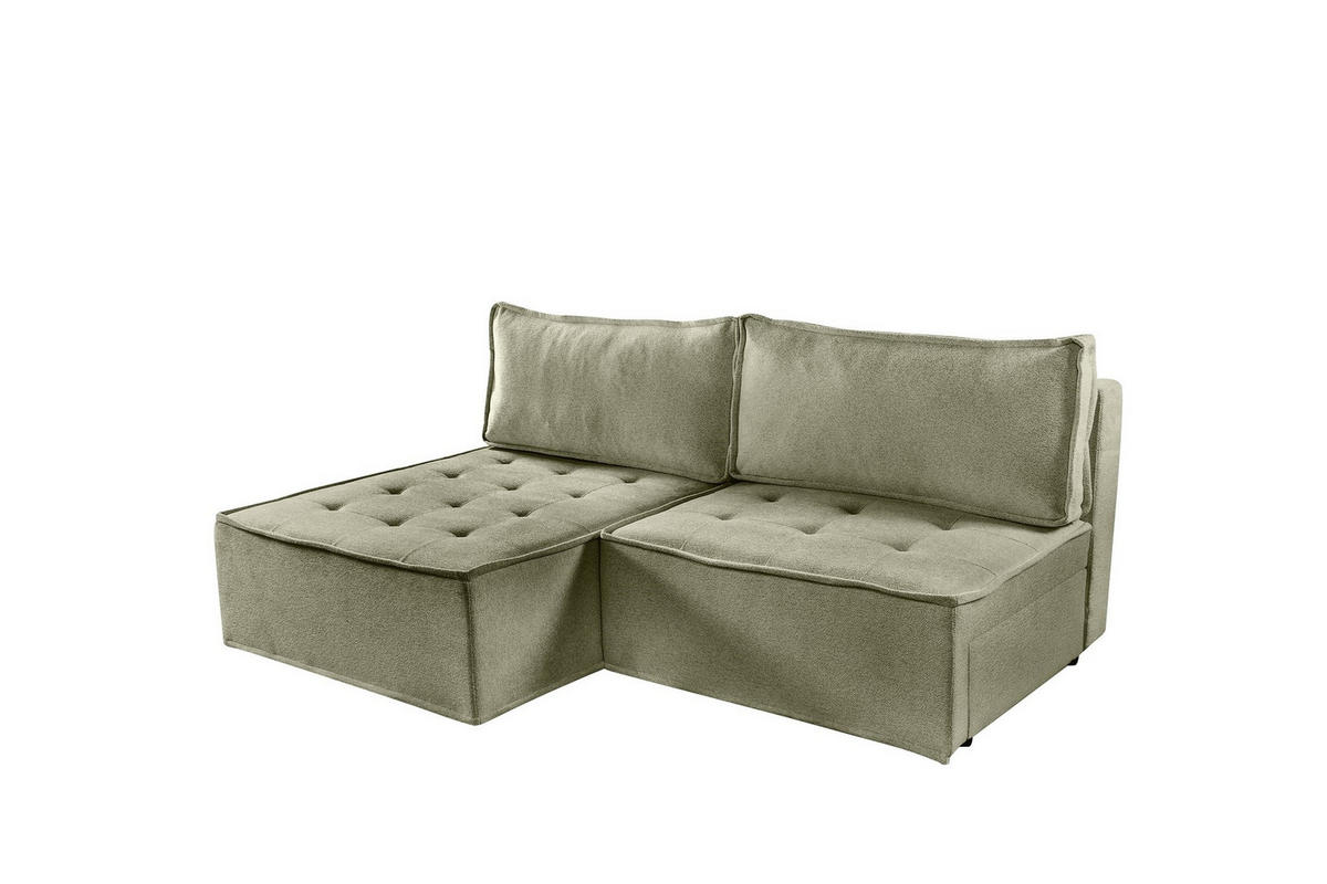ECKSOFA Schlafsofa Amalia In Raven - Grün, Holzwerkstoff/Textil (200/140cm) - Fun Möbel