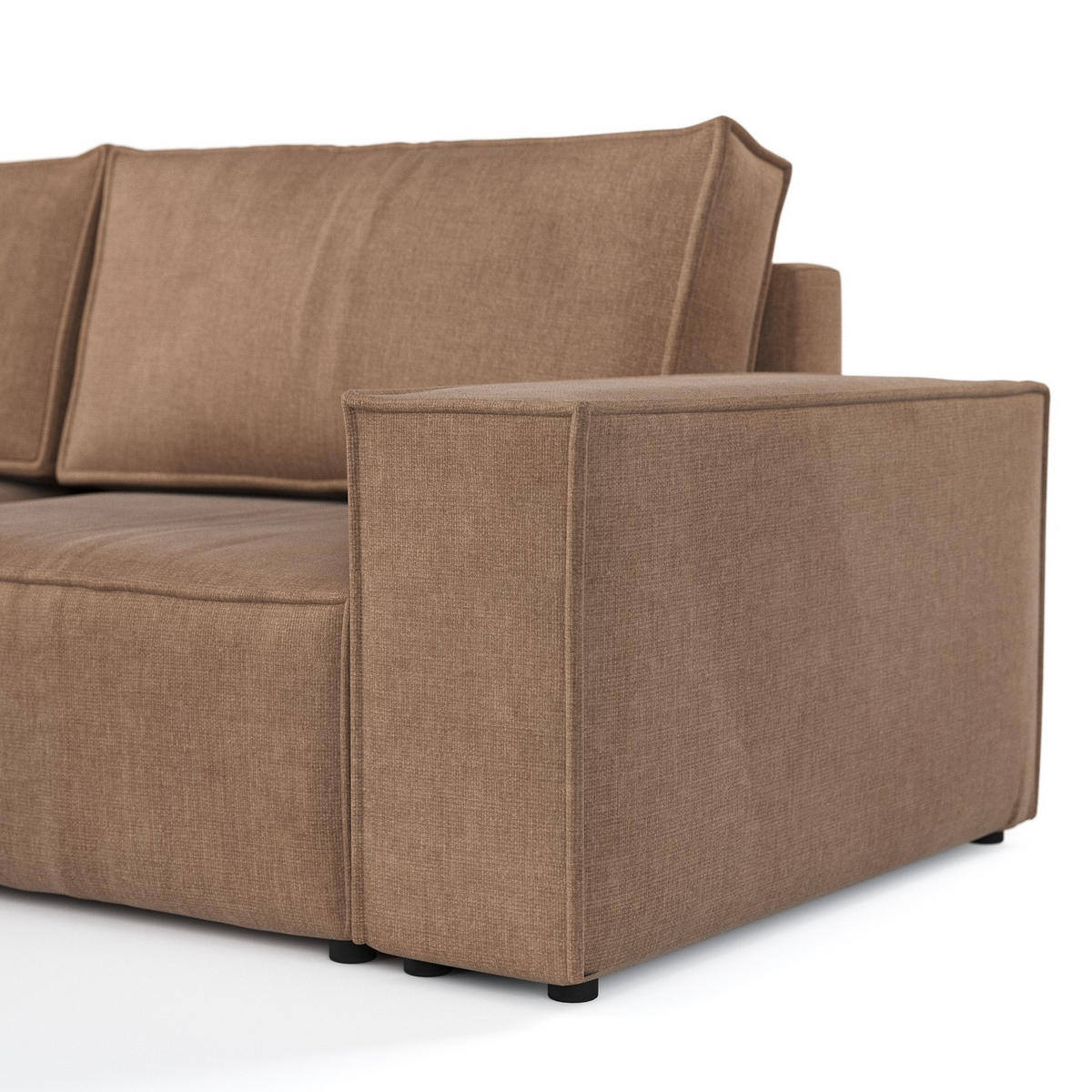 ECKSOFA CAVO mit Schlaffunktion Braun im Wind Stoff - Schwarz/Braun, Holz/Holzwerkstoff (255/148cm) - AltaBeds
