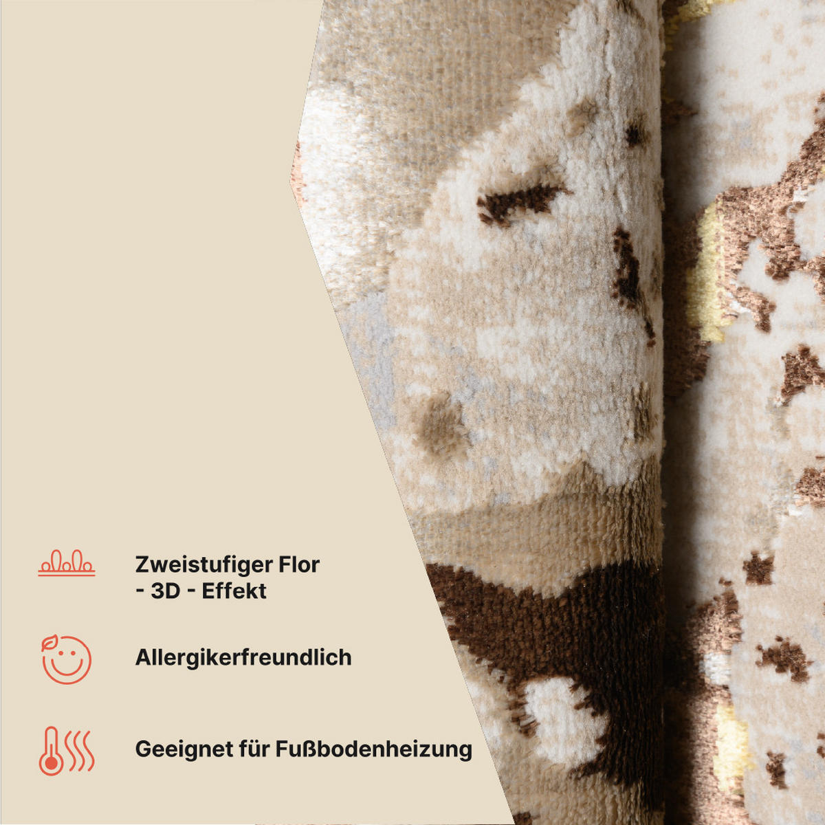 TEPPICH GOLDEN Creme 140/200 cm - Creme, Kunststoff (140/200cm) - Tapiso