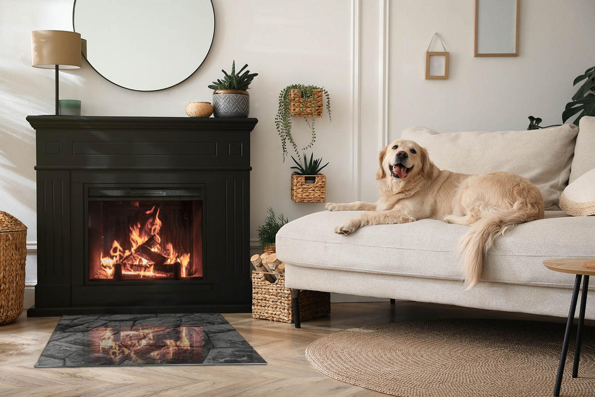 GLASPLATTE für Kamin 80x60 cm Grau - Grau, Glas (80/60/0.4cm) - ArtPrintCave