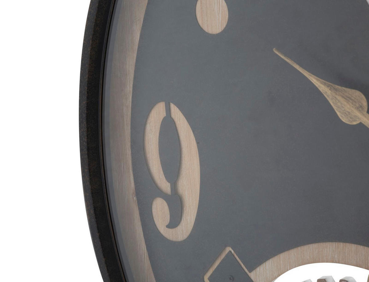 WANDUHR Xxx, schwarz und braun, Eisen, MDF und Glas, 67 x 6,5 x 67 cm - Schwarz/Braun, Glas/Holzwerkstoff (67/67/6.5cm) - Mauro Ferretti