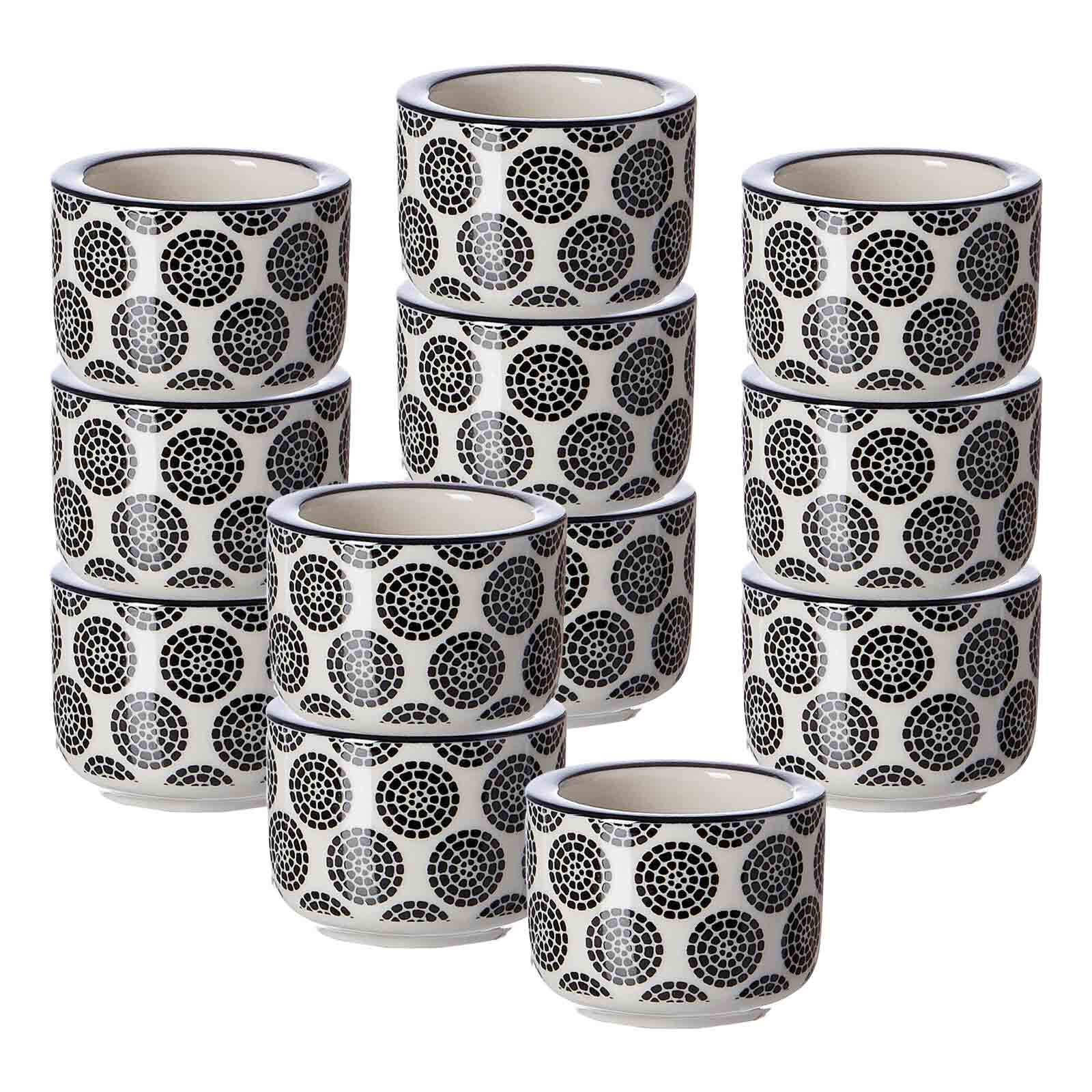 TEELICHTHALTER Takeo Circles schwarz-weiß ø 6 cm 12er Set - Schwarz/Weiß, Keramik (4cm) - Ritzenhoff Breker