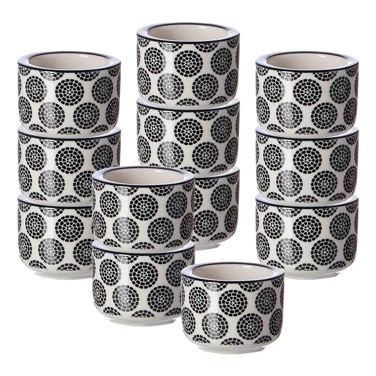 TEELICHTHALTER Takeo Circles schwarz-weiß ø 6 cm 12er Set - Schwarz/Weiß, Keramik (4cm) - Ritzenhoff Breker