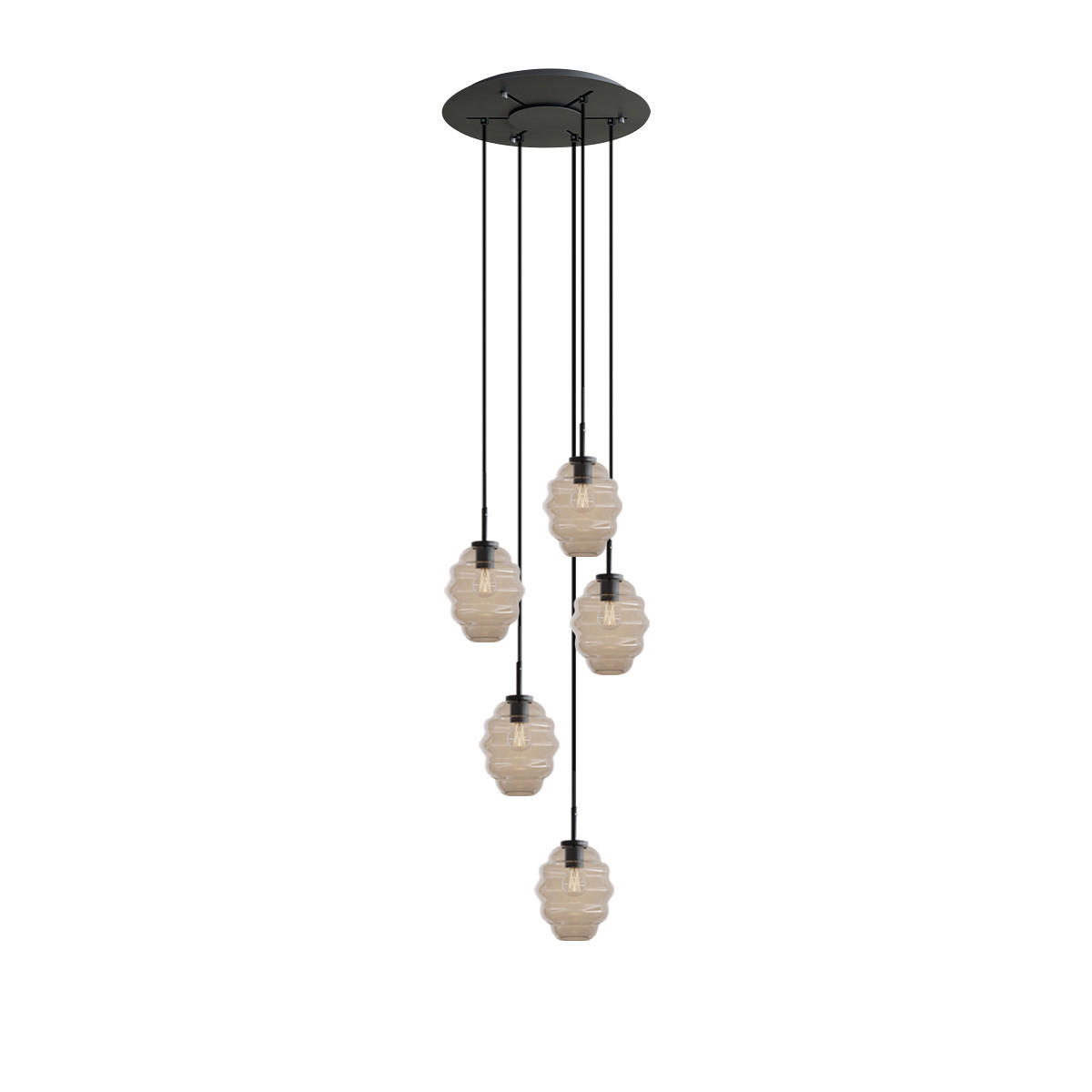 GALERIELEUCHTE Echos 5-flammig Klar Ø 18cm - Klar/Schwarz, Glas (18/18/20cm) - s.luce