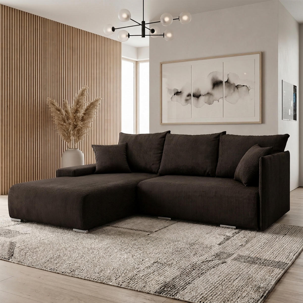 ECKSOFA TRAWANGA L mit Schlaffunktion, Bronze - Braun, Textil (246/188cm) - Fedve
