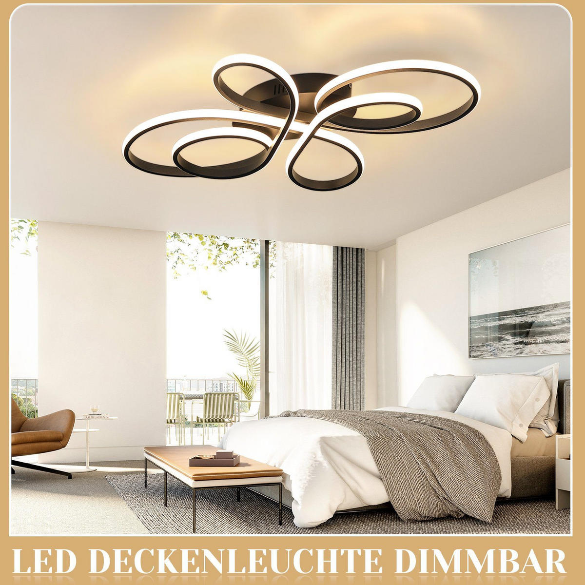 LED-DECKENLEUCHTE Alaric 100/58/9 cm - Schwarz, Metall (100/58/9cm) - Nettlife