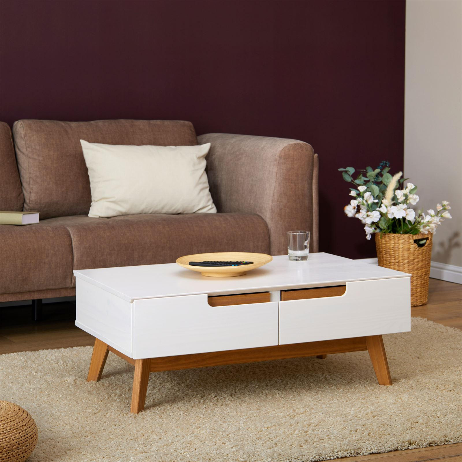 COUCHTISCH TIBOR - Weiß, Holz (60/90/36cm) - IDIMEX