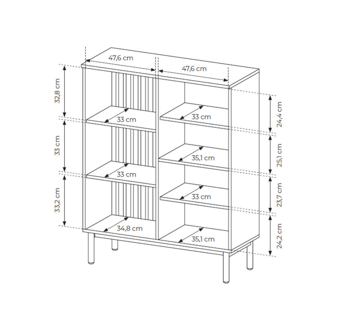 VITRINE Lango 125 Schwarz mit Eiche Evoke, Glasvitrine mit Led-Beleuchtung - Hellbraun/Schwarz, Holzwerkstoff (100/125/39cm) - Bettso