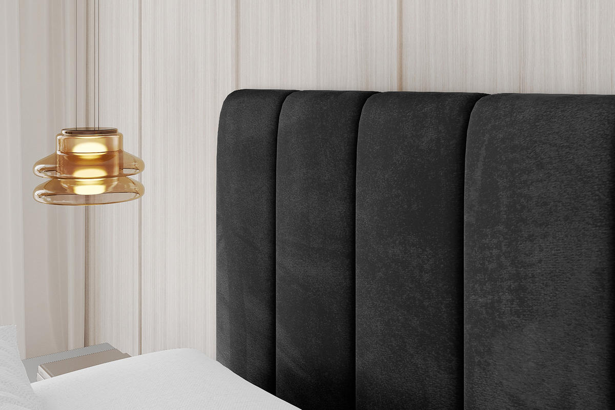 POLSTERBETT mit Bettkasten, Fußteil und Lattenrost, Boxbett mit Matratze H3/H4 - FINO-Z 180x200 Schwarz - Schwarz, Holzwerkstoff/Textil (180/200cm) - ALTDECOR