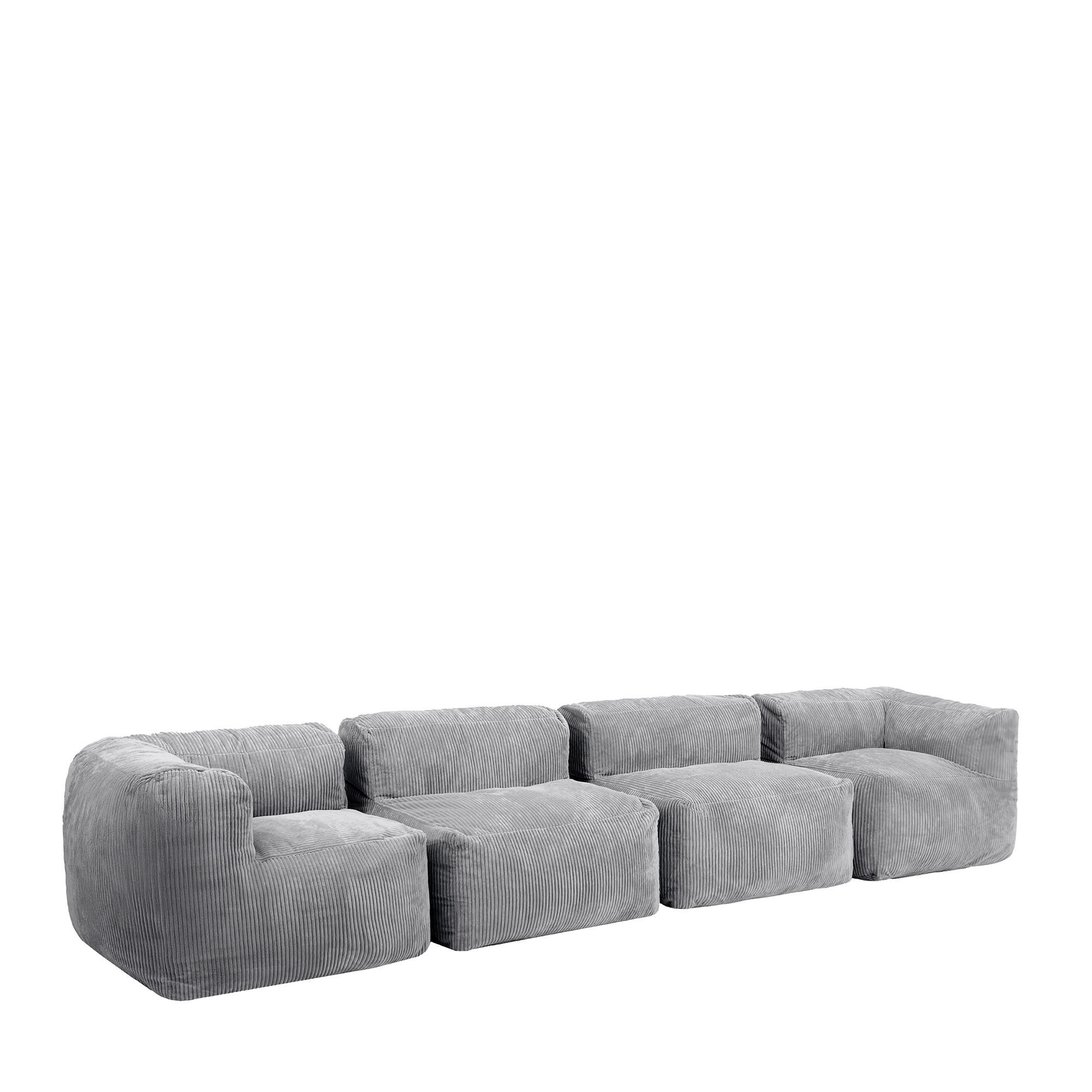 SITZSACK-SOFA 4-tlg. ZEN: 2 Ecksessel, 2 Sessel - Grau, Textil (450/68/100cm) - icon