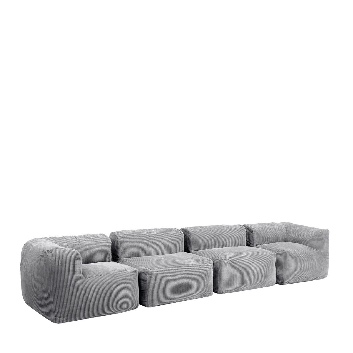 SITZSACK-SOFA 4-tlg. ZEN: 2 Ecksessel, 2 Sessel - Grau, Textil (450/68/100cm) - icon