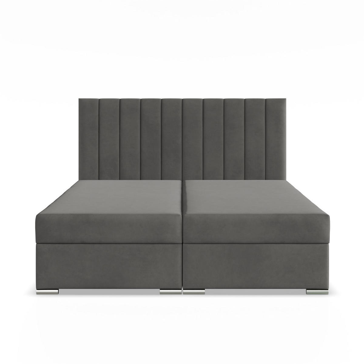 BOXBETT MIT KOPFTEIL 180x200 AGEN, Grau - Graphitfarben, Textil (180/200cm) - Mebligo