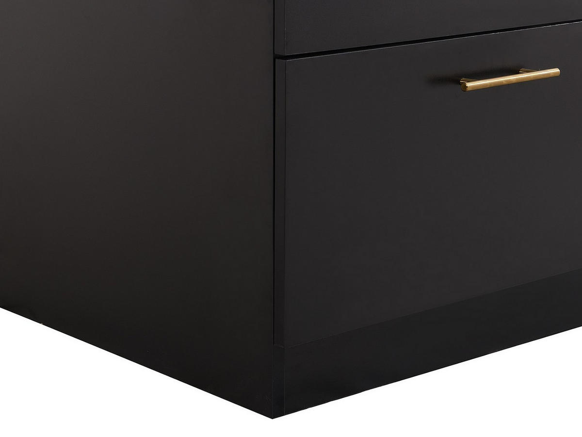 KÜCHENINSEL mit 6 Schubladen aus MDF & Metall - Schwarz & Marmor-Optik weiß - ALEGRITA - Schwarz, Holz (126/80/104cm) - Vente-Unique