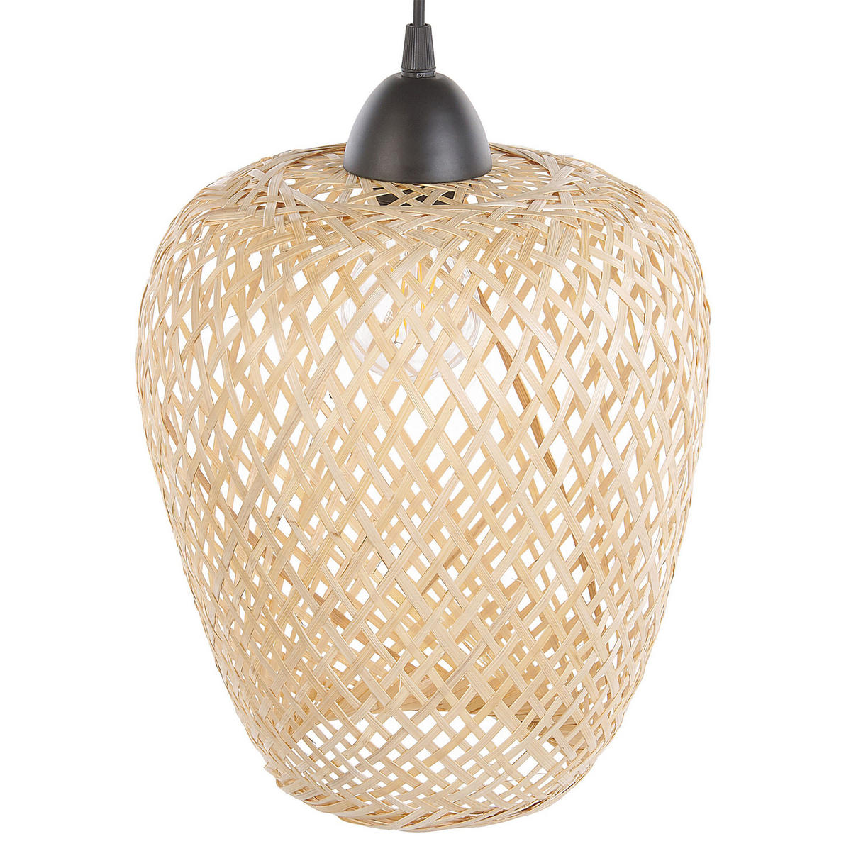 HÄNGELAMPE Bomu 23/23/30 cm - Hellbraun, Holz (26/26/119cm) - Beliani