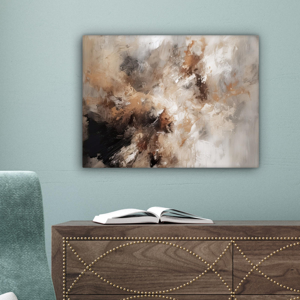 LEINWANDBILD - Farbe - Abstrakt - Beige - Kunst - 40x30 - Wanddeko - Greige, Textil (40/30cm) - MuchoWow
