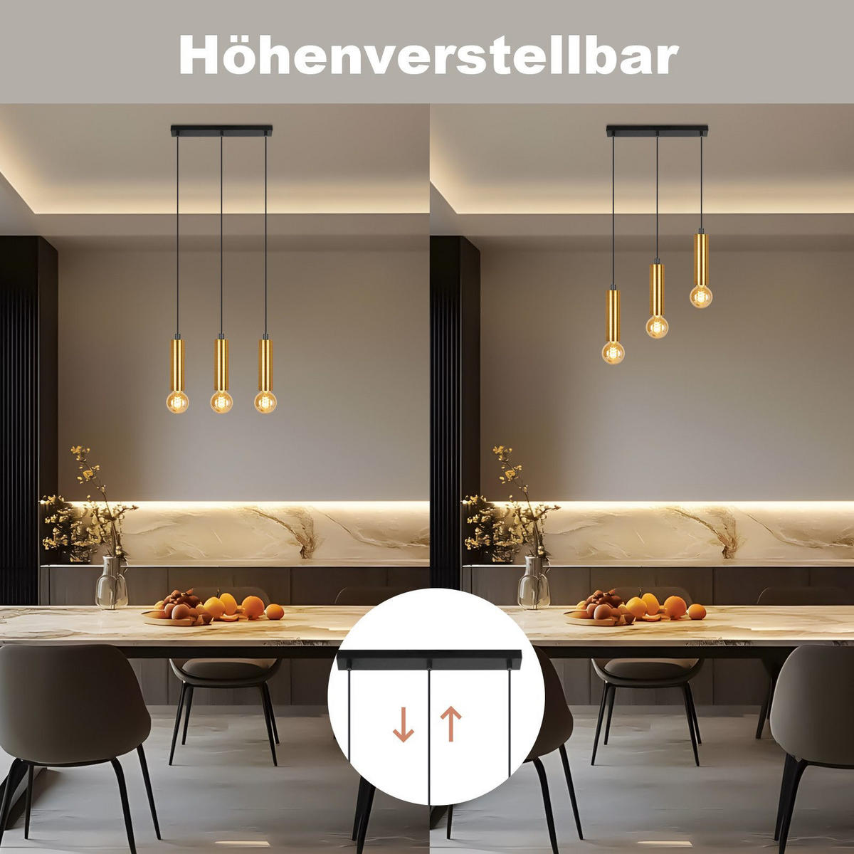 KRONLEUCHTER Sonnlichtar 46.0/139.69/42.0 cm - Schwarz, Metall (42/46/139.69cm) - ZMH