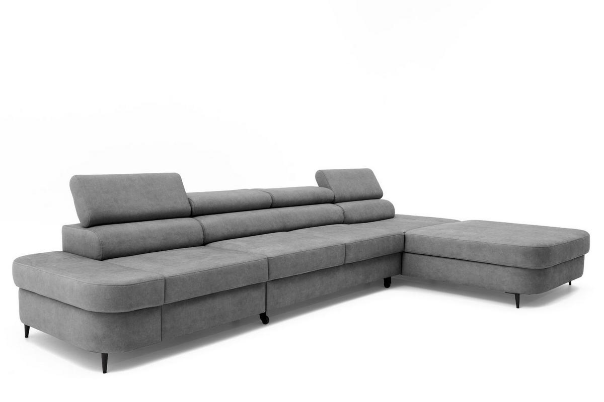 ECKSOFA JAZZ MAXI Rechts mit Schlaffunktion 125x195 Velours Dunkelgrau - Dunkelgrau/Schwarz, Holz/Textil (203/350cm) - Muffo