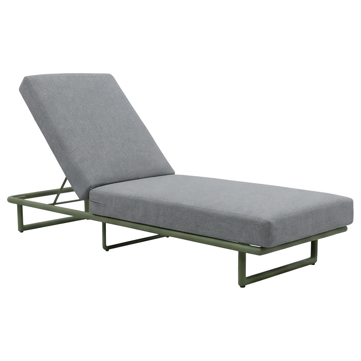 GARTENLIEGE - Stahl / Olefin - Grün / Grau - Grau, Textil/Metall (65/36/200cm) - home24