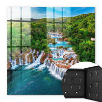 SCHLÜSSELBOX Schwarz 30x30 cm- Türöffnung nach rechts - Natürliche Wasserfälle - Grün, Metall (30/30/5cm) - TULUP