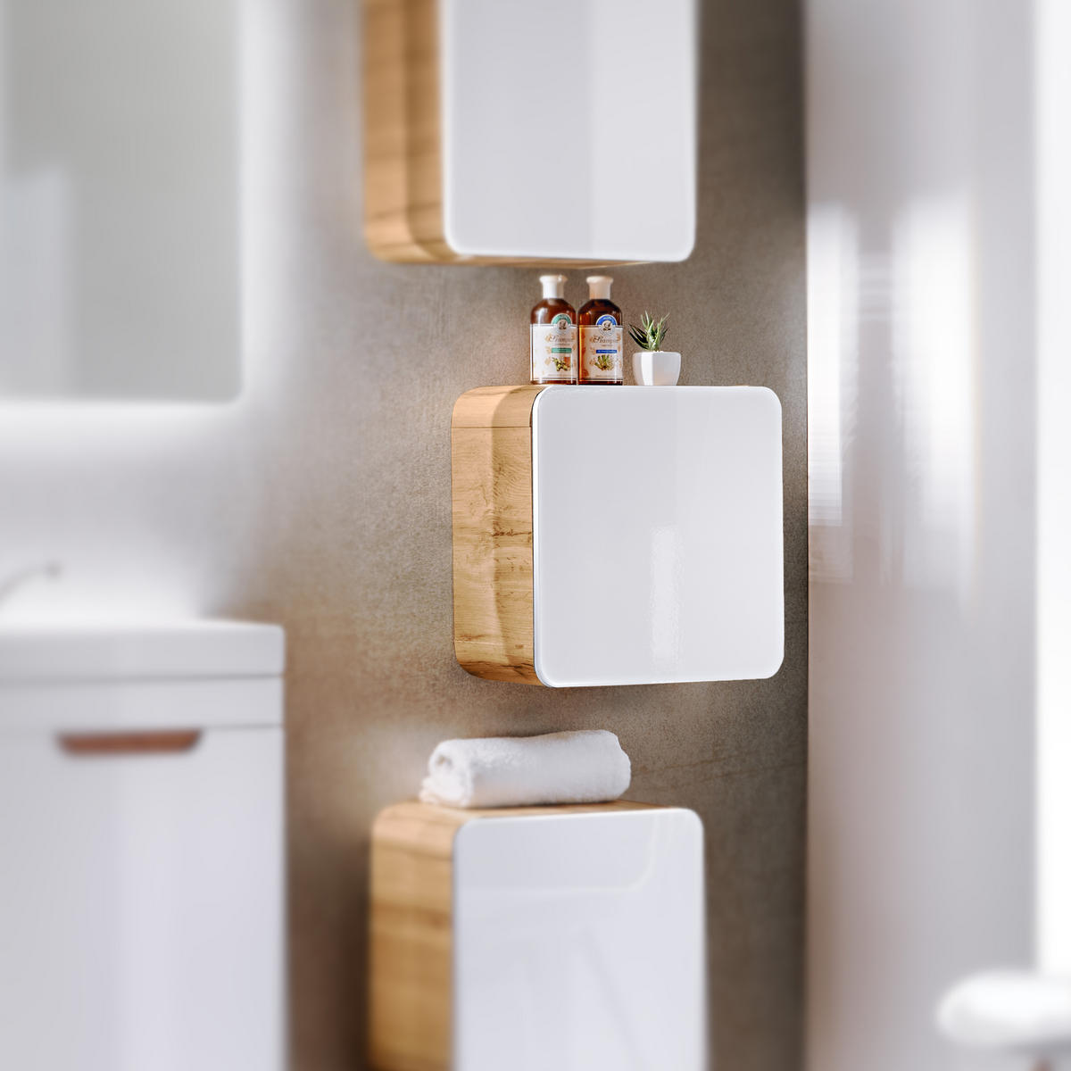 HÄNGESCHRANK ARVIDA SZK2 Kompakte Größe Eiche Weiß - Weiß, Holzwerkstoff (35/35/22cm) - Komodee