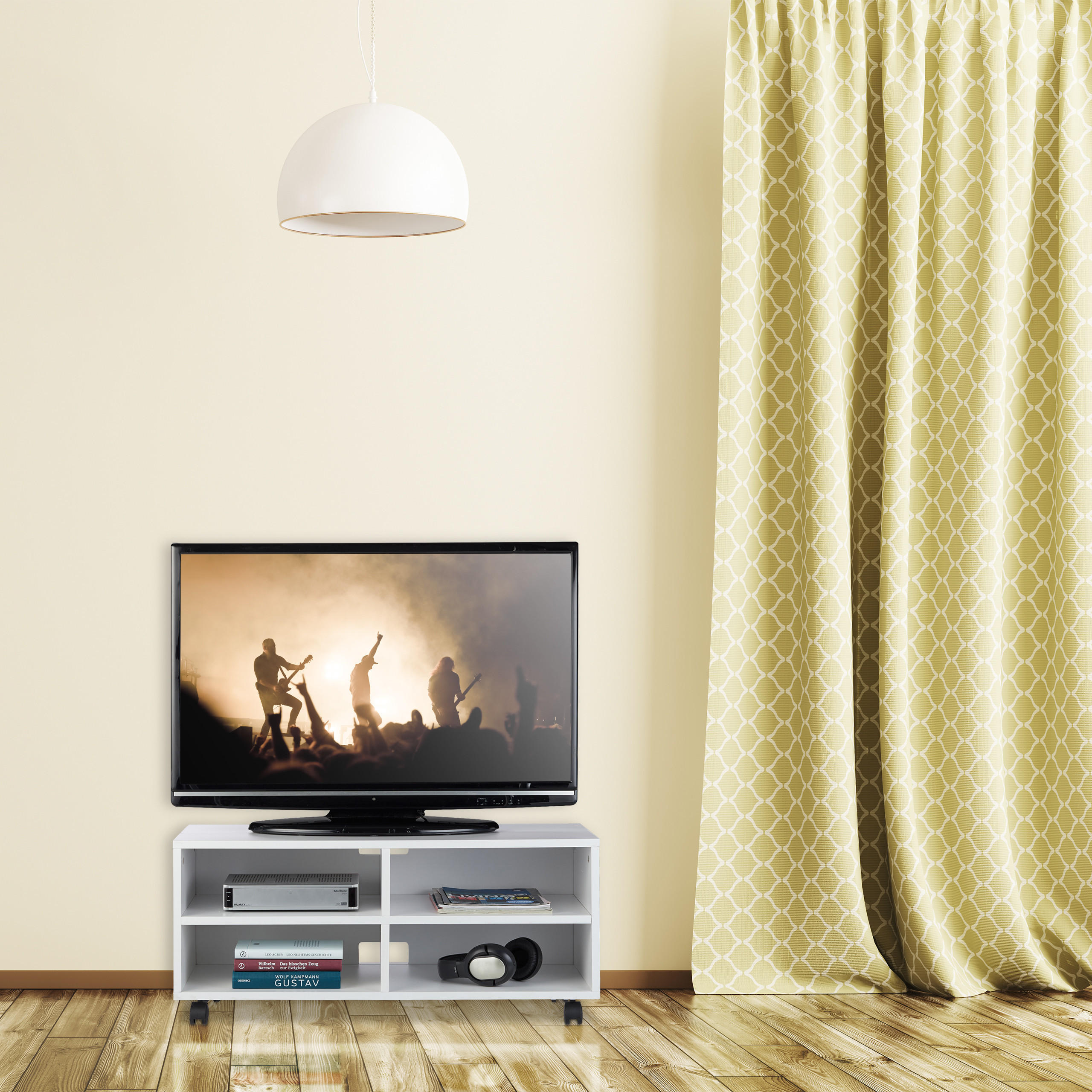TV-BOARD - Weiß, Holzwerkstoff/Textil (80/35/35cm) - Relaxdays