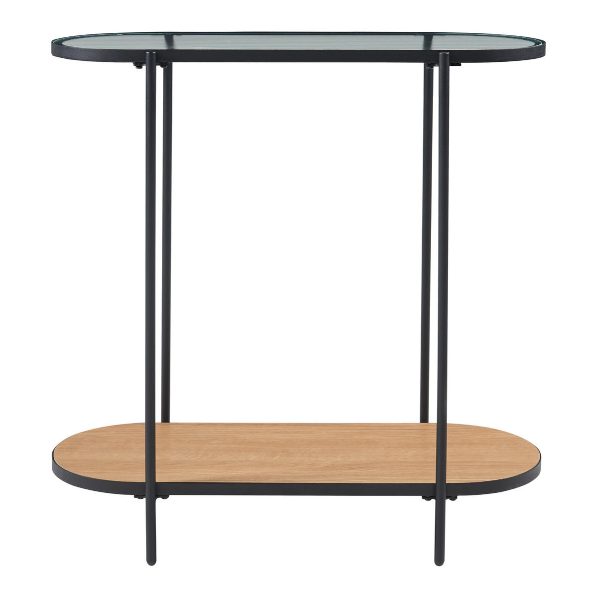 KONSOLENTISCH Høyanger - Transparent/Schwarz, Glas/Metall (30/80/80cm) - [en.casa]