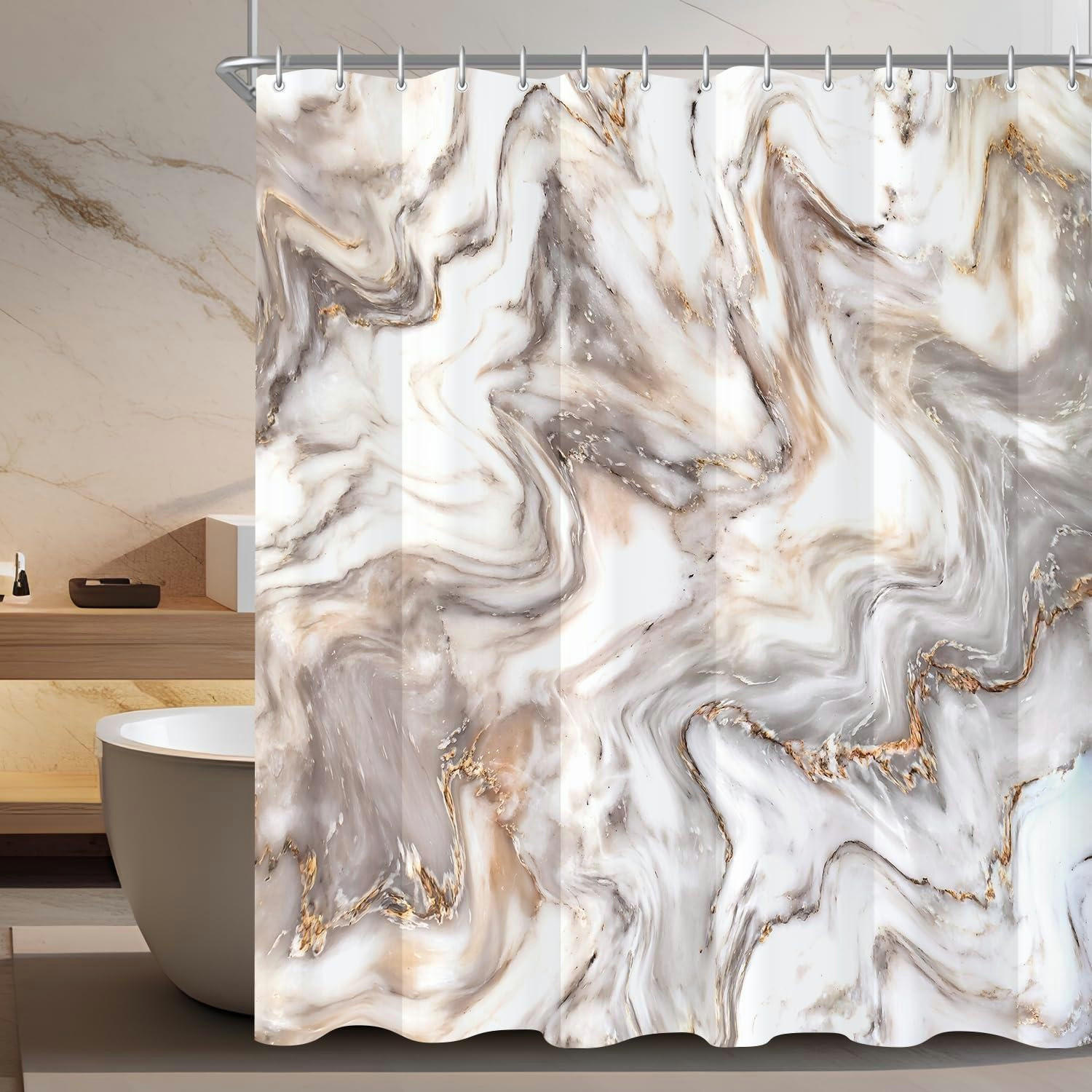 DUSCHVORHANG Marmoroptik 180 x 200 cm Textil Wasserabweisend Waschbar - Multicolor, Textil (180/200cm)
