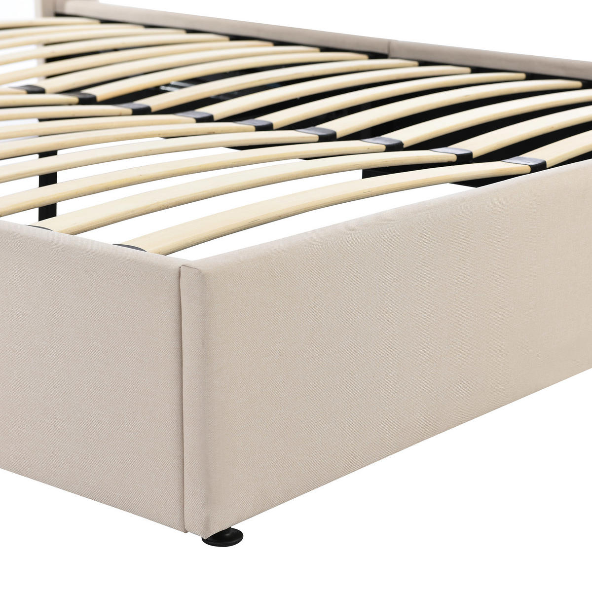 POLSTERBETT mit Bettkasten 140/200 cm in Beige inkl. Matratze und Lattenrost - Beige, Textil (140/200cm) - BEAOK