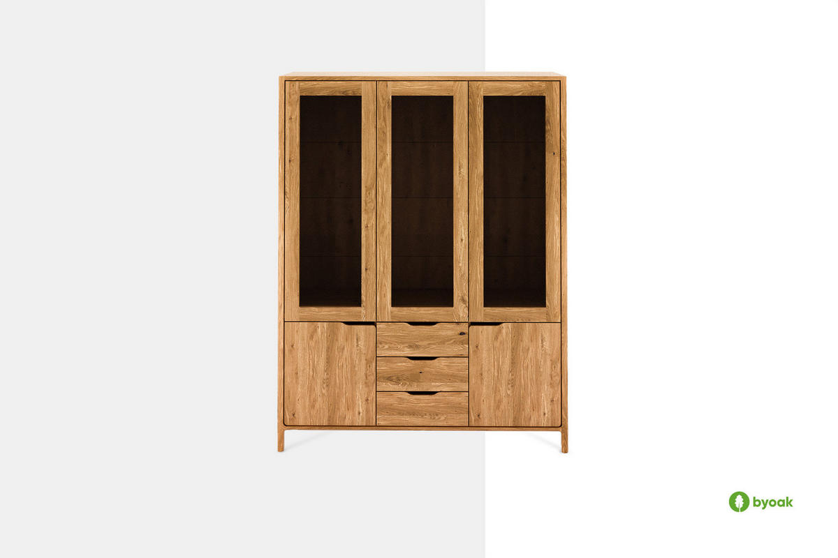 VITRINE PAUL - Wildeiche, Holz (140/188/40cm) - byoak