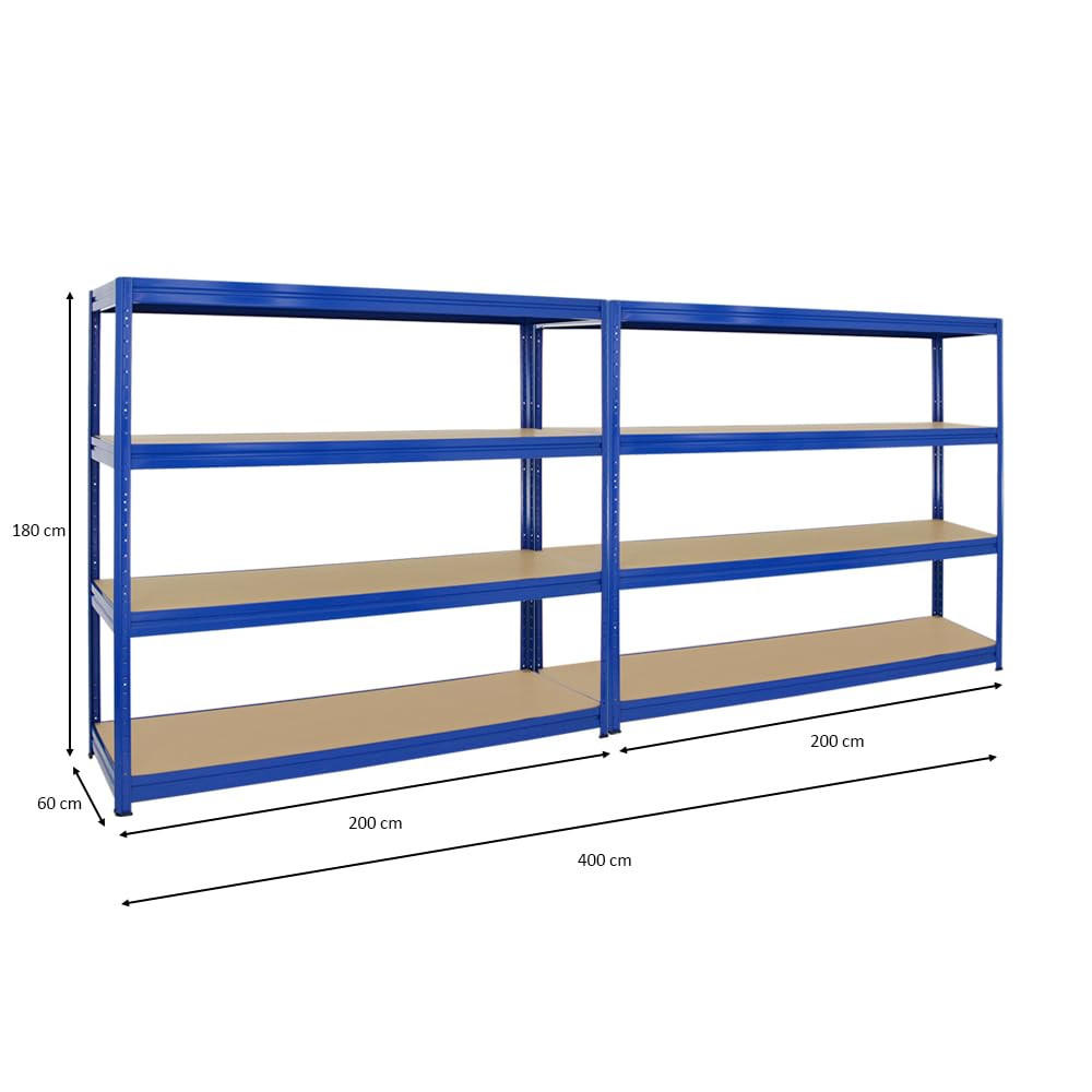 SCHWERLASTREGAL Dino 2er-Set mit 2x 180x200x60 cm Fachlast 600 kg Blau - Blau, Metall (400/180/60cm) - PROREGAL