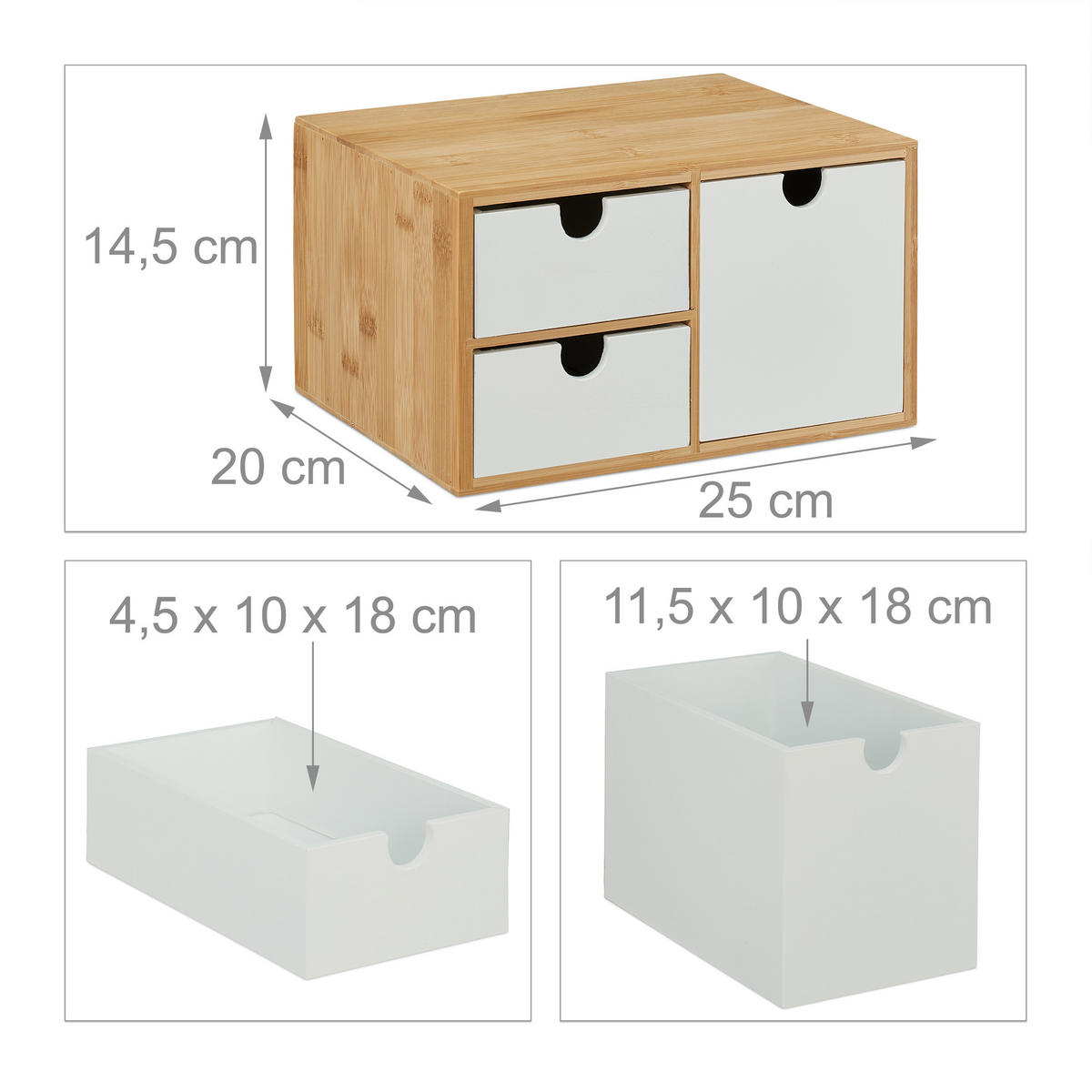 SCHUBLADENBOX - Multicolor, Holz/Holzwerkstoff (25/14.5/20cm) - Relaxdays