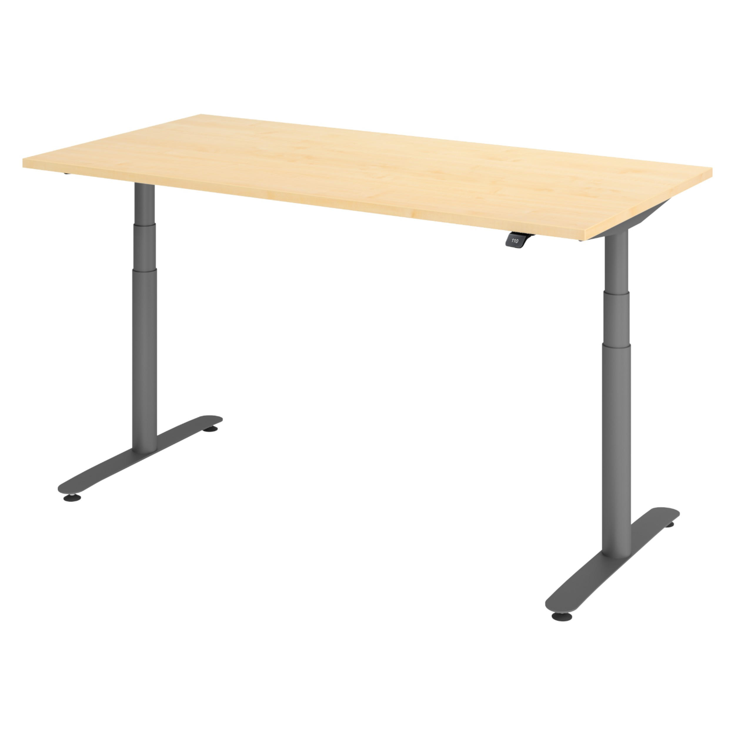 SCHREIBTISCH elektrisch Bluetooth & App XDLR 160/80/72 cm in Ahornfarben/Graphitfarben - Ahornfarben/Graphitfarben, Holzwerkstoff (160/80/72cm) - bümö