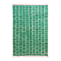 BERBERTEPPICH aus Marokko aus Wolle kariert grün - Grün, Naturmaterialien (200/288cm) - AFK Living