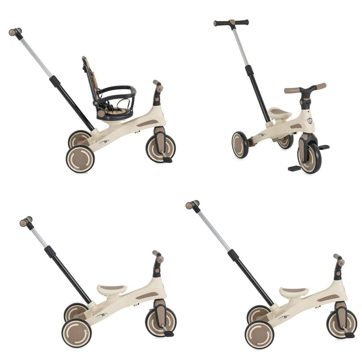 DREIRAD Juno 4 in 1 Laufrad beige Schiebegriff Sitzdrehung Sonnendach - Beige, Metall (72/38/95cm)