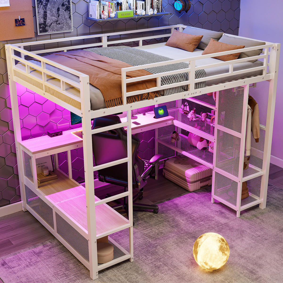 HOCHBETT Metall 140/200 cm Weiß - Weiß, Holzwerkstoff/Metall - Raumix