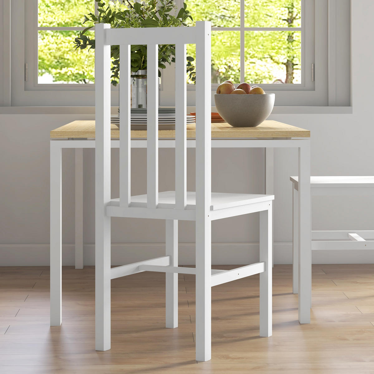 ESSZIMMERSTÜHLE 2er-Set Weiß 47.5/38.5/99.0 cm - Weiß, Holz (38.5/99/47.5cm)