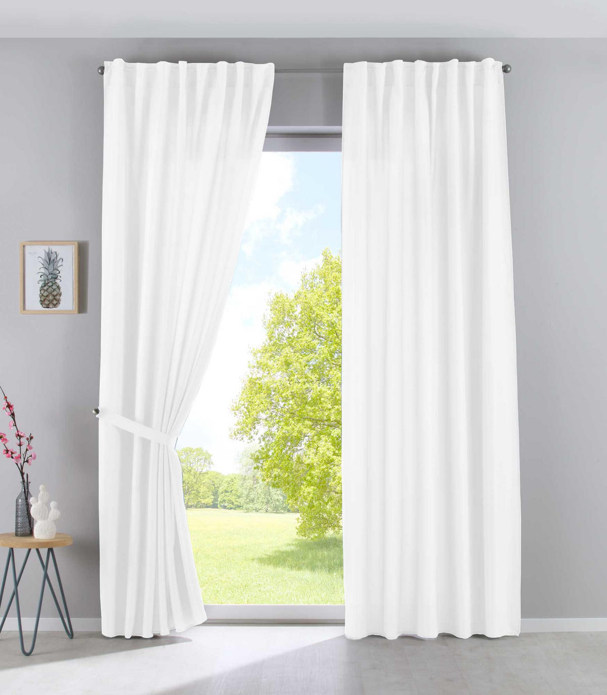 SCHLAUFENGARDINE 2ER SET »Jena« HxB 145x140 cm Weiß - Weiß, Textil (140/145cm) - Gardinenbox