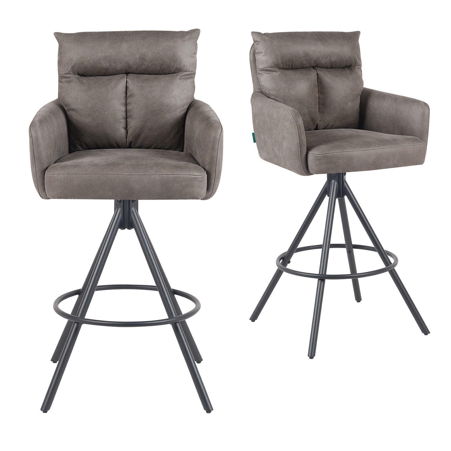 BARHOCKER Lio - Taupe/Schwarz, Textil/Metall (54/103/57cm) - DUBI Möbel