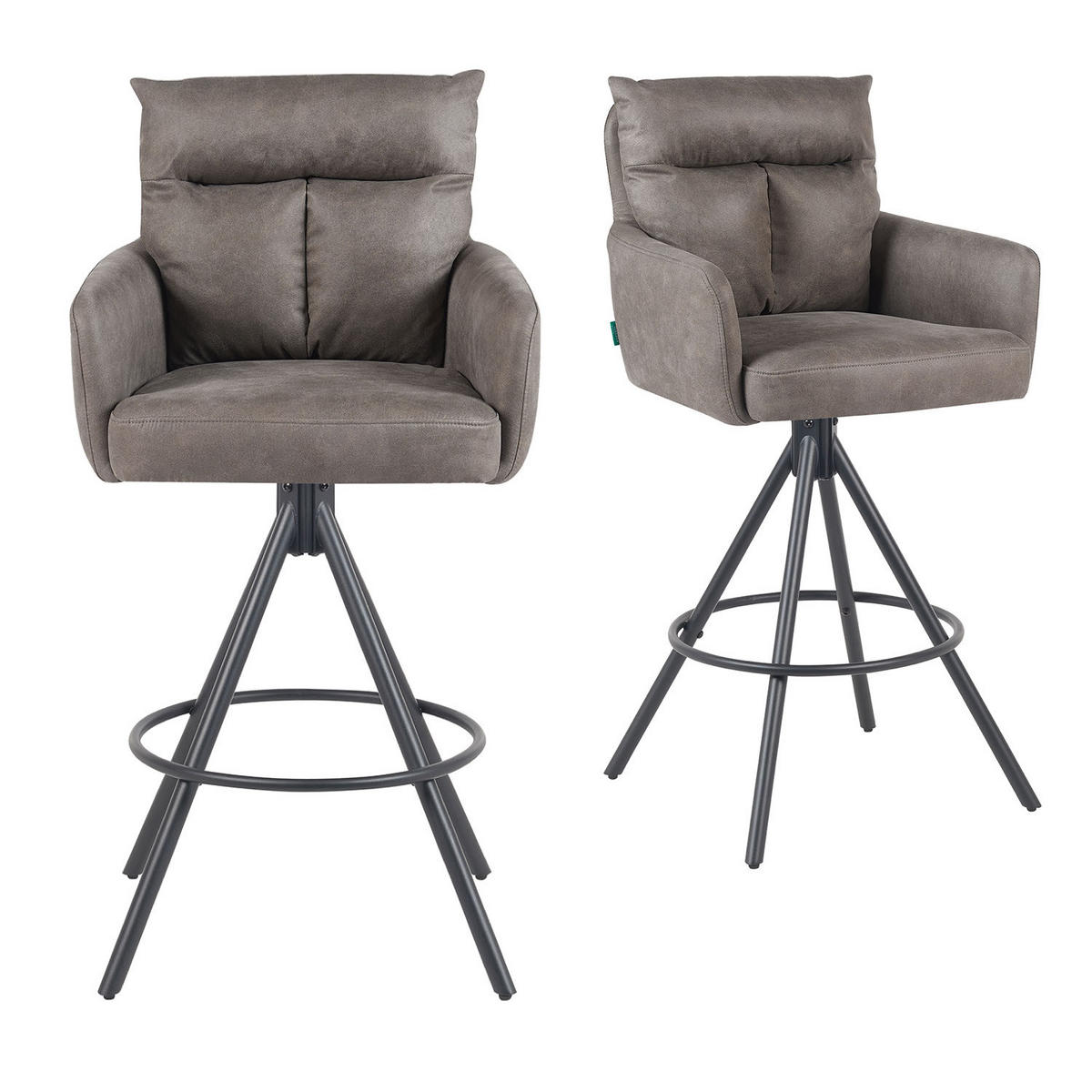 BARHOCKER Lio - Taupe/Schwarz, Textil/Metall (54/103/57cm) - DUBI Möbel