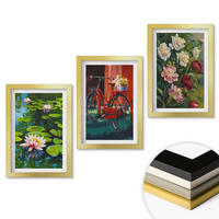 WANDBILDER 3er Set - 20x30 cm Goldrahmen - Lilien im Garten, bunte Blumen - Goldfarben, Kunststoff (20/30cm) - ArtPrintCave