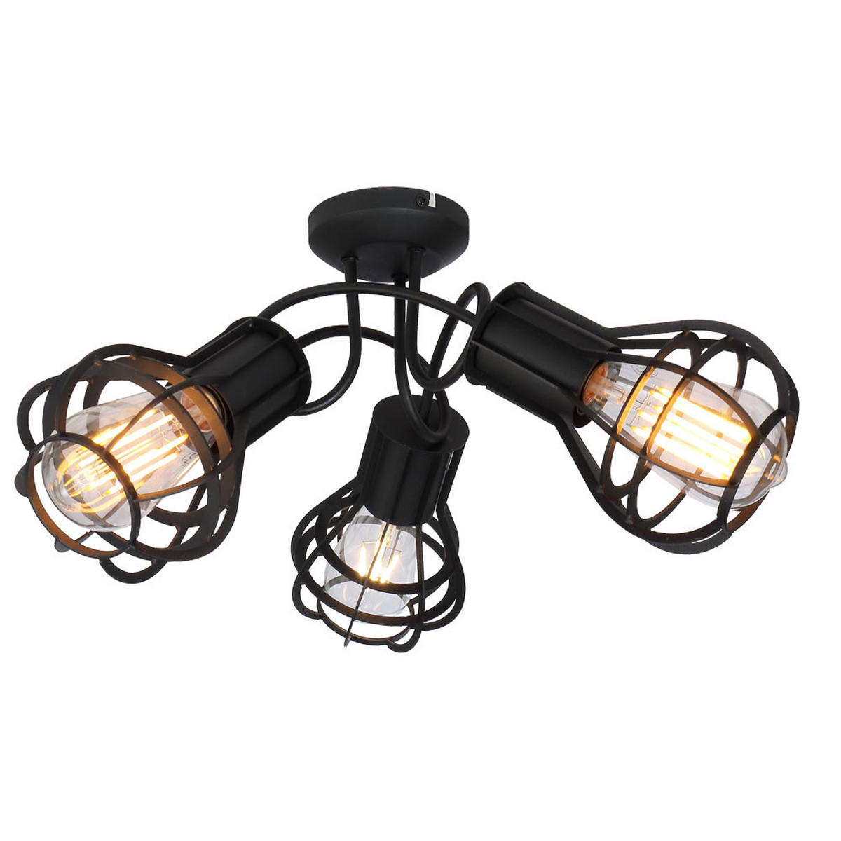 DECKENLEUCHTE Gitteroptik Schwarz-matt - Schwarz, Metall (47/47/25cm) - Globo Lighting