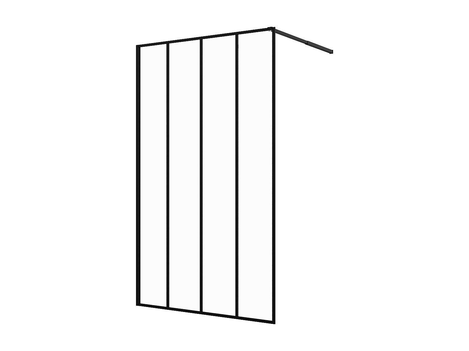 DUSCHTRENNWAND Seitenwand - Italienische Dusche - 120 x 200 cm - ATALIA - Schwarz, Metall (120/200cm) - Vente-Unique