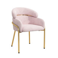 STUHL 56.9x54.5x79 cm in Pink, Samt mit Metallbeinen, Einzelstück - Pink, Textil (54.5/79/56.9cm) - Modfu