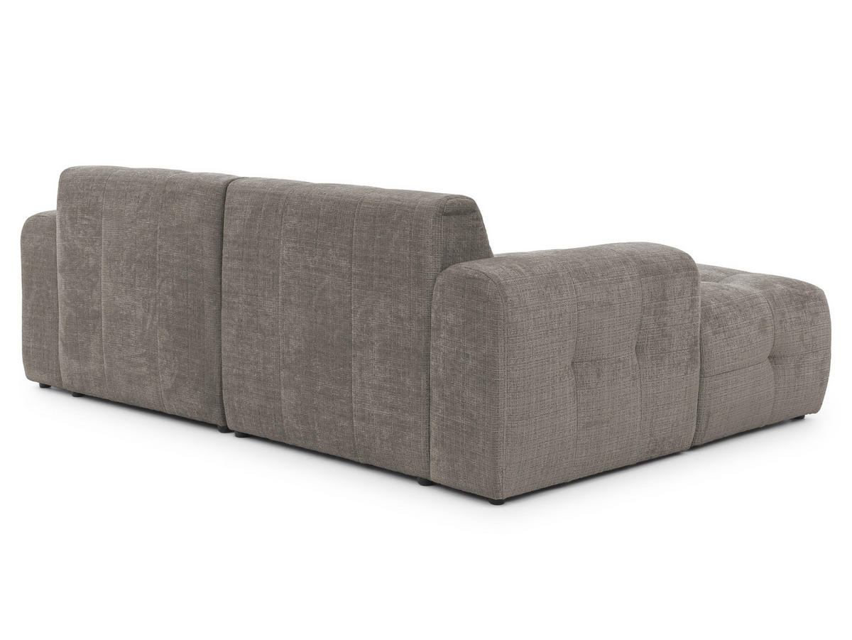 ECKSOFA Kozy im Bumpy-Design mit fester Rückenlehne aus weichem Taupe Chenille-Stoff - Ottomane links - Taupe/Schwarz, Holz/Kunststoff (161/234cm) - S-Style Möbel