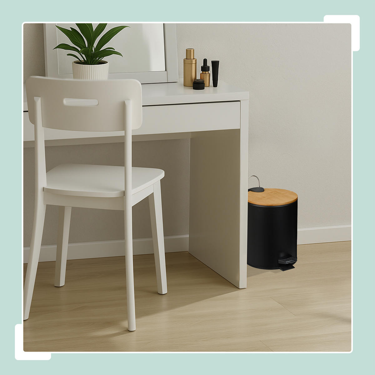 KOSMETIKEIMER - Schwarz, Holz/Kunststoff (20.5/26/25cm) - Relaxdays